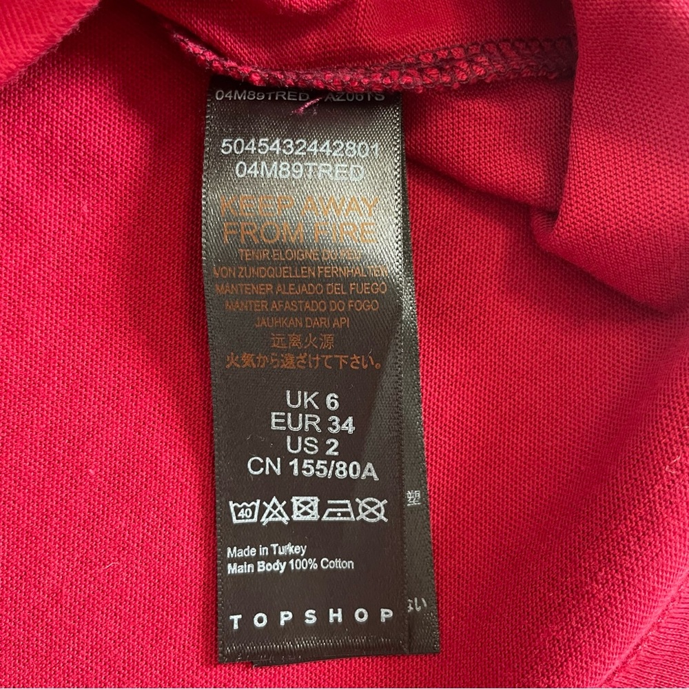 Topshop Red Varsity Raglan Long Sleeve Crop Top NWT - Picture 8 of 12